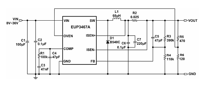 EUP3467_降压电源车充芯片